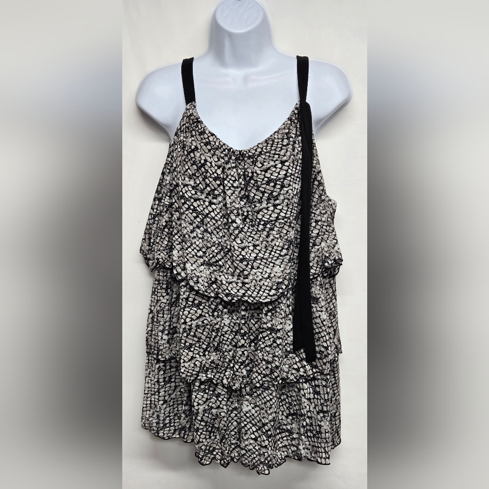 Style & Co Woman 1X Sleeveless Slinky Stretch Tiered Top Animal Print Lined